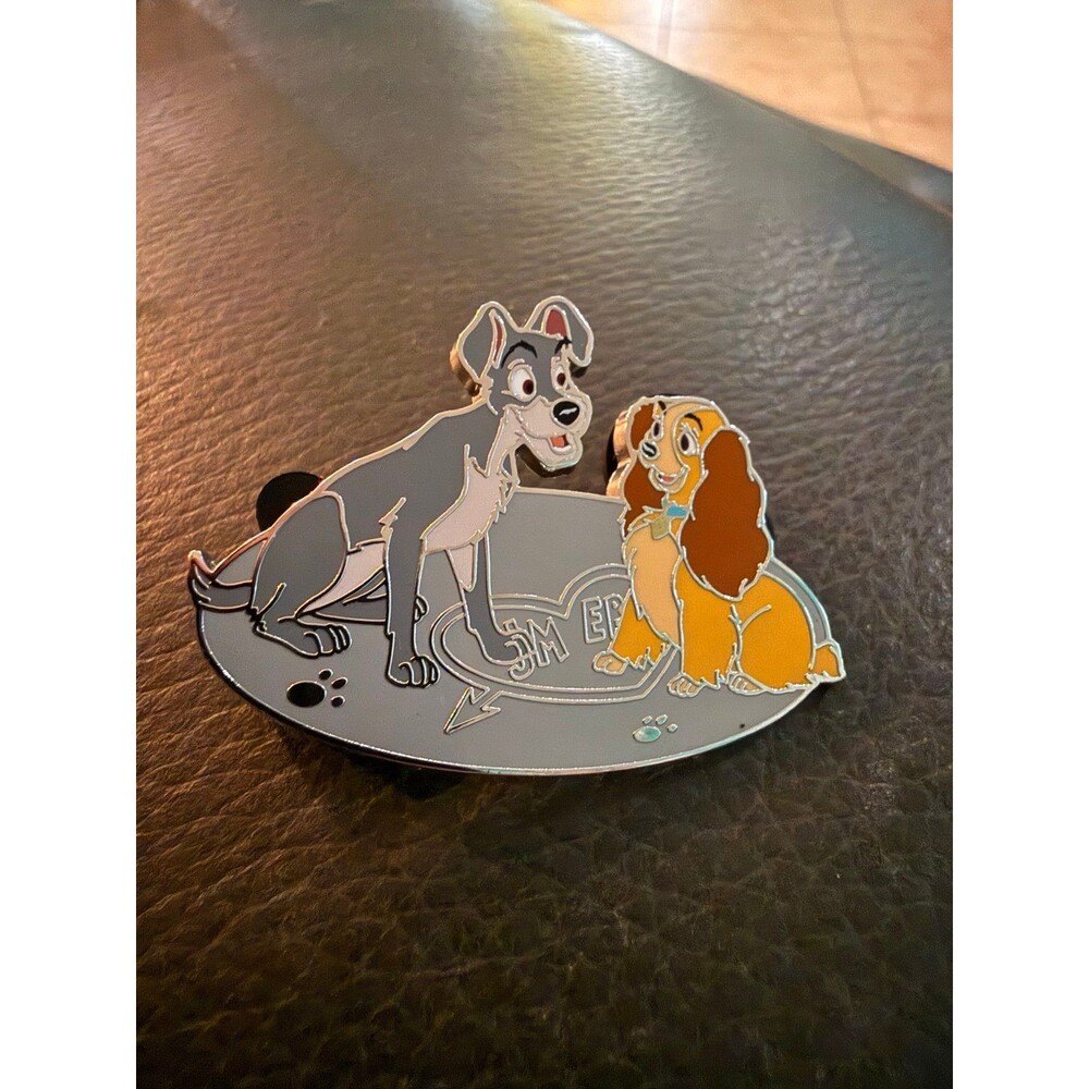 Disney Lady and Tramp - Concrete - Initials - Valentine Pin